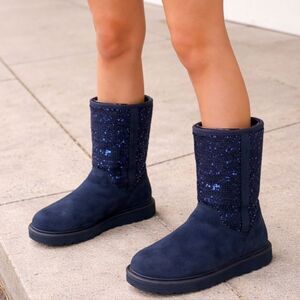 UGG Navy Sequined Shortie Boots
